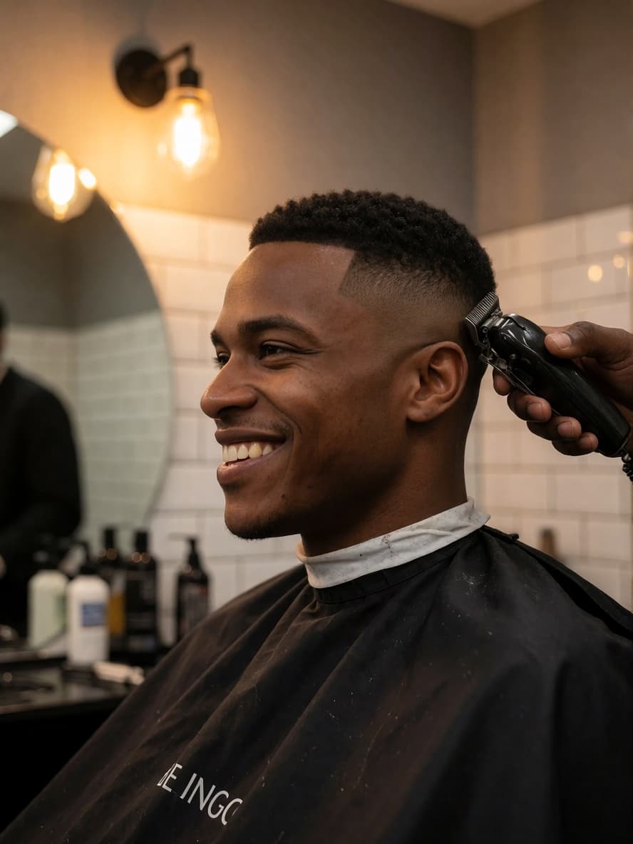 Marcus at a barber's chair